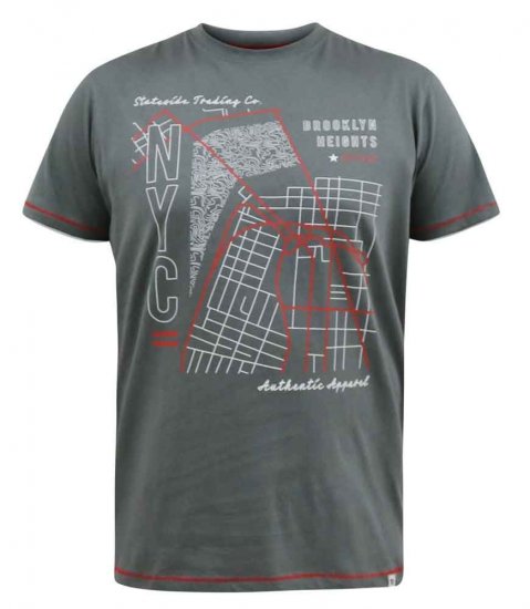 D555 Cobbler Nyc Birdseye Map Printed T-Shirt - Kratke Majice - Moške kratke majice za močnejše postave