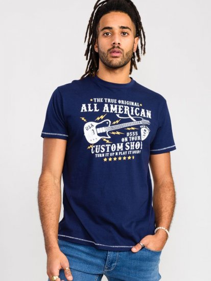 D555 Bronte All American Guitar Printed T-Shirt - Kratke Majice - Moške kratke majice za močnejše postave