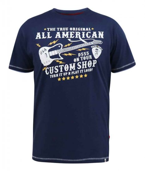 D555 Bronte All American Guitar Printed T-Shirt - Kratke Majice - Moške kratke majice za močnejše postave