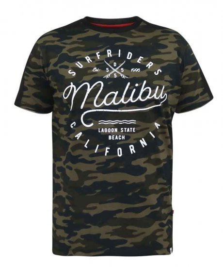 D555 Sullivan Ao Camo T-Shirt With Chest Print - Kratke Majice - Moške kratke majice za močnejše postave