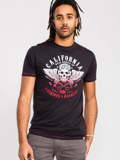 D555 Charles California Rebel Skull Printed T-Shirt - Kratke Majice - Moške kratke majice za močnejše postave