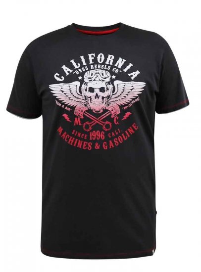 D555 Charles California Rebel Skull Printed T-Shirt - Kratke Majice - Moške kratke majice za močnejše postave