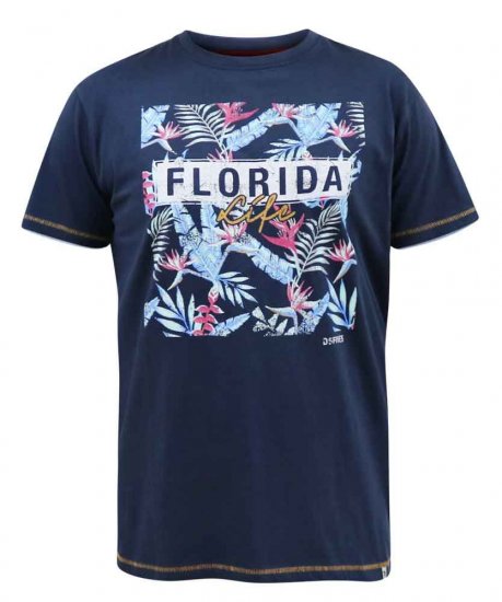 D555 Prestwick Florida Floral Printed T-Shirt - Kratke Majice - Moške kratke majice za močnejše postave