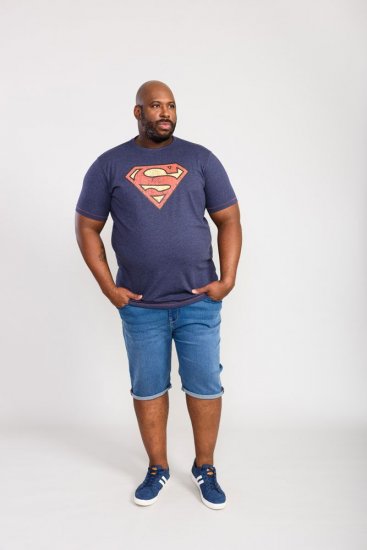 D555 Scampton Official Superman Printed T-Shirt Navy - Kratke Majice - Moške kratke majice za močnejše postave