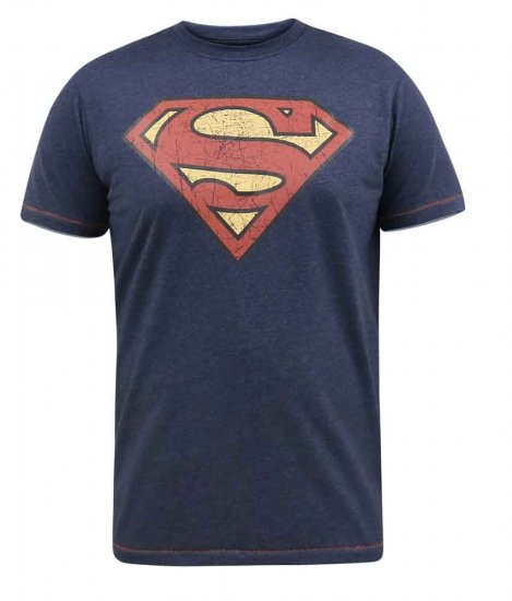 D555 Scampton Official Superman Printed T-Shirt Navy - Kratke Majice - Moške kratke majice za močnejše postave