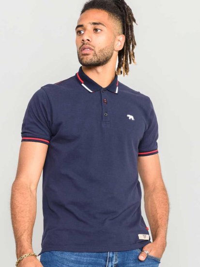 D555 Sloane Polo Shirt With Chest Embroidery Navy - Polo majice - Moške Polo Majice za Močnejše Postave