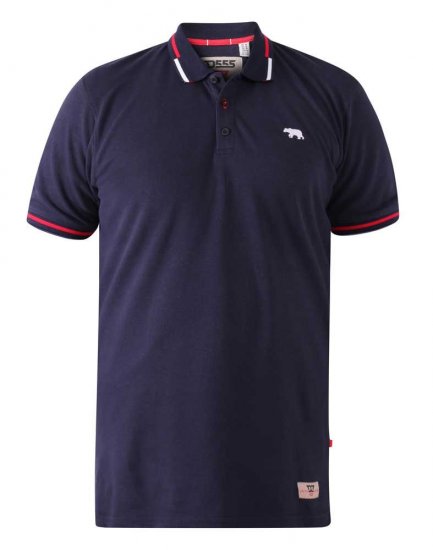 D555 Sloane Polo Shirt With Chest Embroidery Navy - Polo majice - Moške Polo Majice za Močnejše Postave