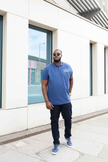 D555 Canning Chest Embroidery Polo Shirt Denim - Polo majice - Moške Polo Majice za Močnejše Postave