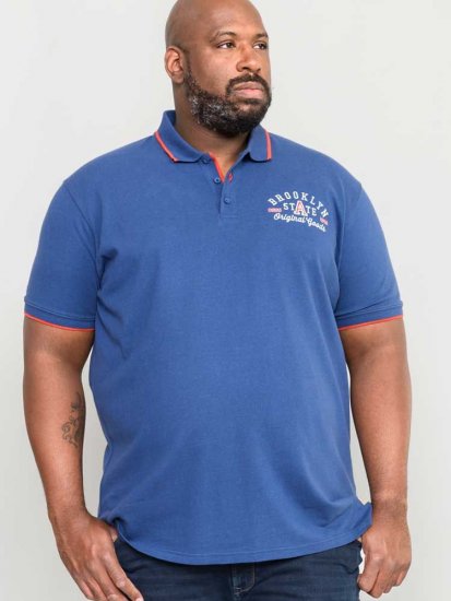 D555 Canning Chest Embroidery Polo Shirt Denim - Polo majice - Moške Polo Majice za Močnejše Postave