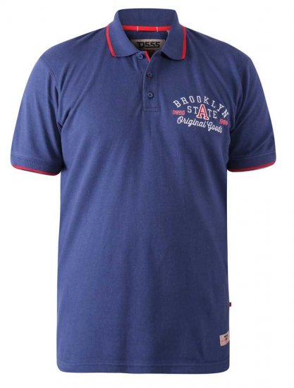D555 Canning Chest Embroidery Polo Shirt Denim - Polo majice - Moške Polo Majice za Močnejše Postave