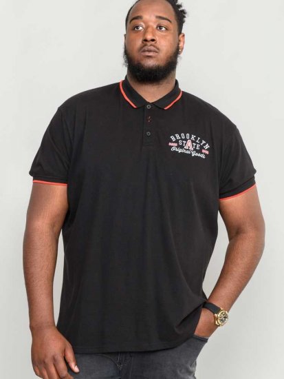 D555 Canning Chest Embroidery Polo Shirt Black - Polo majice - Moške Polo Majice za Močnejše Postave