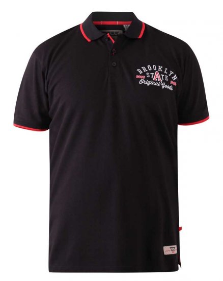 D555 Canning Chest Embroidery Polo Shirt Black - Polo majice - Moške Polo Majice za Močnejše Postave