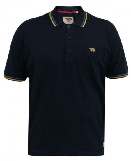 D555 Hamford Pique Polo Shirt Navy - Polo majice - Moške Polo Majice za Močnejše Postave
