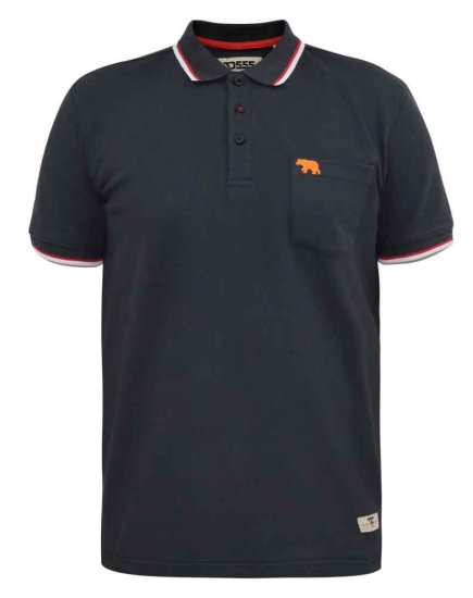 D555 Kirby Birdseye Pique Polo Black - Polo majice - Moške Polo Majice za Močnejše Postave