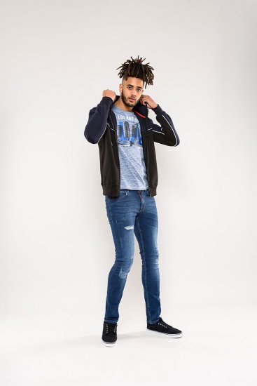 D555 Vincent Full Zip Hoody With Chest And Sleeve Piping Detail - Puloverji & jopice - Moški Puloverji & Jopice za Močnejše Postave