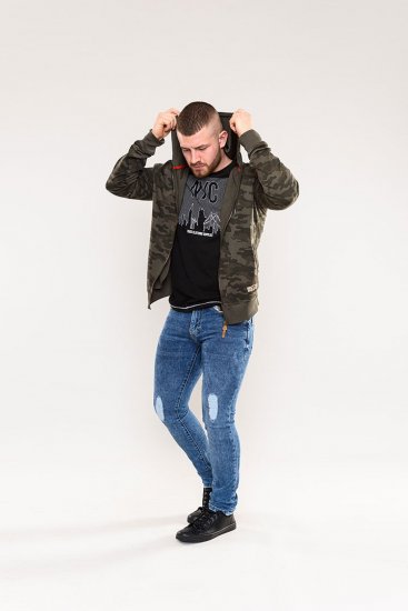 D555 Antonio Camo Printed Zip Through Hoody - Puloverji & jopice - Moški Puloverji & Jopice za Močnejše Postave