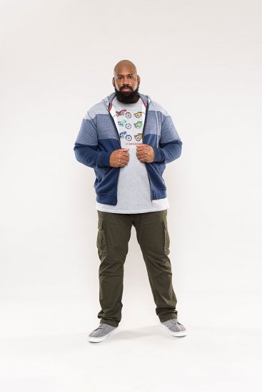 D555 Columbus Cut And Sew Panelled Zip Through Hoody Blue - Puloverji & jopice - Moški Puloverji & Jopice za Močnejše Postave