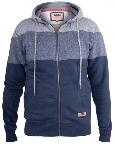 D555 Columbus Cut And Sew Panelled Zip Through Hoody Blue - Puloverji & jopice - Moški Puloverji & Jopice za Močnejše Postave