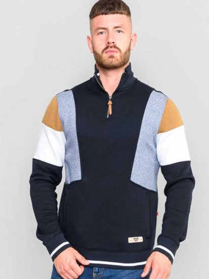D555 Kenington Cut And Sew Half Zipper Sweatshirt - Puloverji & jopice - Moški Puloverji & Jopice za Močnejše Postave