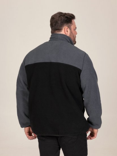 D555 Daly Quarter Zip Fleece Sweatshirt Črna/Siva - Puloverji & jopice - Moški Puloverji & Jopice za Močnejše Postave