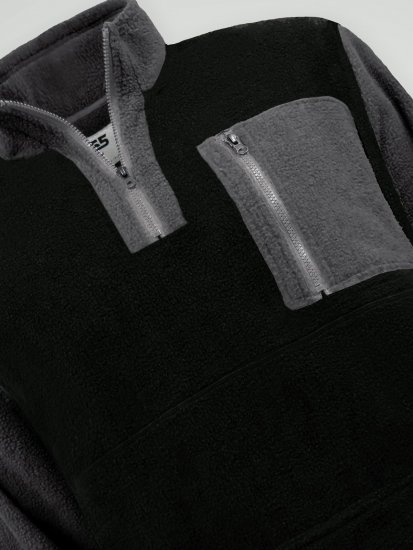 D555 Daly Quarter Zip Fleece Sweatshirt Črna/Siva - Puloverji & jopice - Moški Puloverji & Jopice za Močnejše Postave