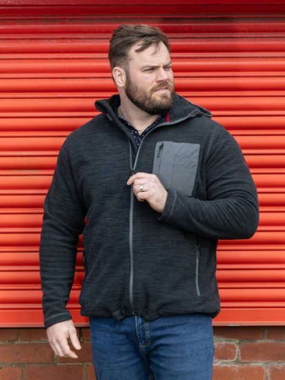 D555 Daly Quarter Zip Fleece Sweatshirt Črna/Siva - Puloverji & jopice - Moški Puloverji & Jopice za Močnejše Postave