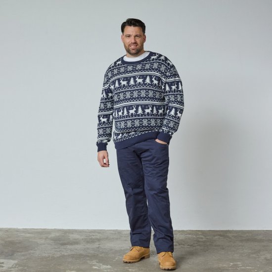 North Latitude 63144 Fjell Reindeer Knit Mornarska - Puloverji & jopice - Moški Puloverji & Jopice za Močnejše Postave