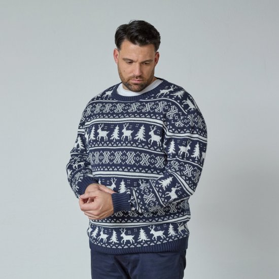 North Latitude 63144 Fjell Reindeer Knit Mornarska - Puloverji & jopice - Moški Puloverji & Jopice za Močnejše Postave