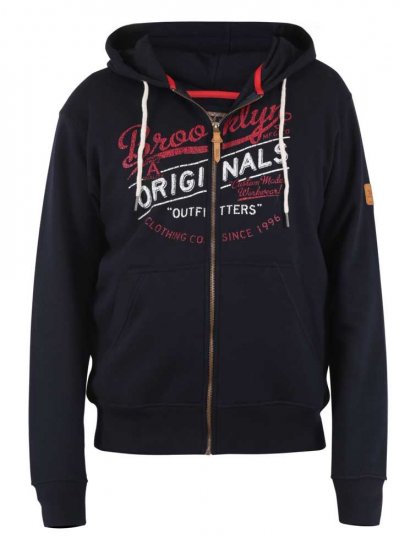 D555 Zennor Navy Hoodie - Puloverji & jopice - Moški Puloverji & Jopice za Močnejše Postave