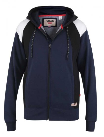 D555 Silverton Contrast Panneled Hoodie Navy - Puloverji & jopice - Moški Puloverji & Jopice za Močnejše Postave