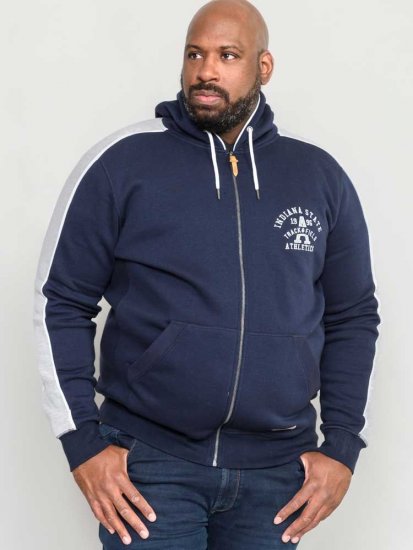 D555 Eaton Full Zip Hoodie Navy - Puloverji & jopice - Moški Puloverji & Jopice za Močnejše Postave