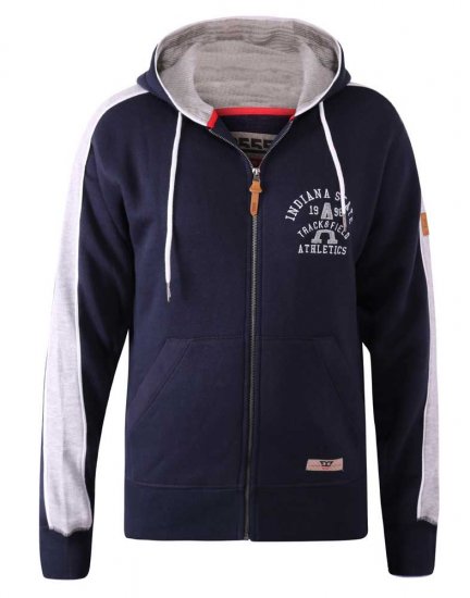 D555 Eaton Full Zip Hoodie Navy - Puloverji & jopice - Moški Puloverji & Jopice za Močnejše Postave