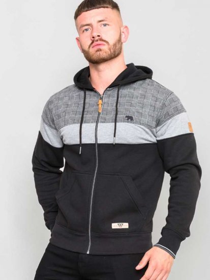 D555 Kipling Full Zip Hoodie Black - Puloverji & jopice - Moški Puloverji & Jopice za Močnejše Postave