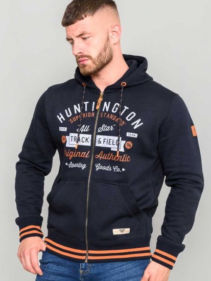 D555 Flanders Full Zip Hoody With Chest Print - Puloverji & jopice - Moški Puloverji & Jopice za Močnejše Postave