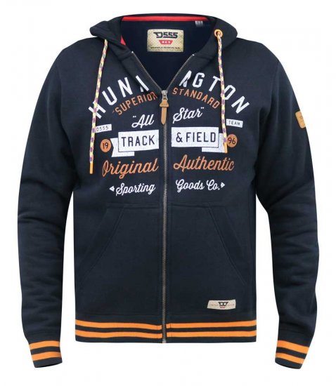 D555 Flanders Full Zip Hoody With Chest Print - Puloverji & jopice - Moški Puloverji & Jopice za Močnejše Postave