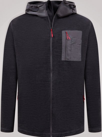 D555 Damien Micro Fleece Zip Through Hoody Črna/Siva - Puloverji & jopice - Moški Puloverji & Jopice za Močnejše Postave