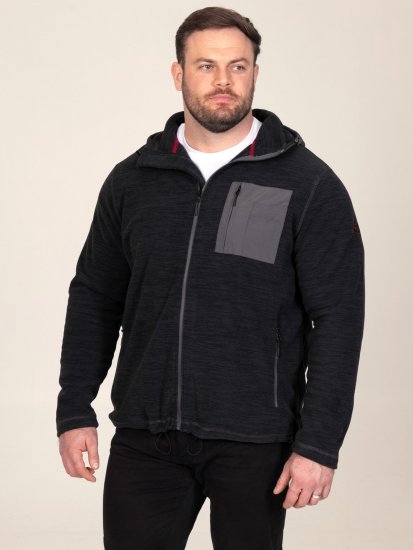 D555 Damien Micro Fleece Zip Through Hoody Črna/Siva - Puloverji & jopice - Moški Puloverji & Jopice za Močnejše Postave