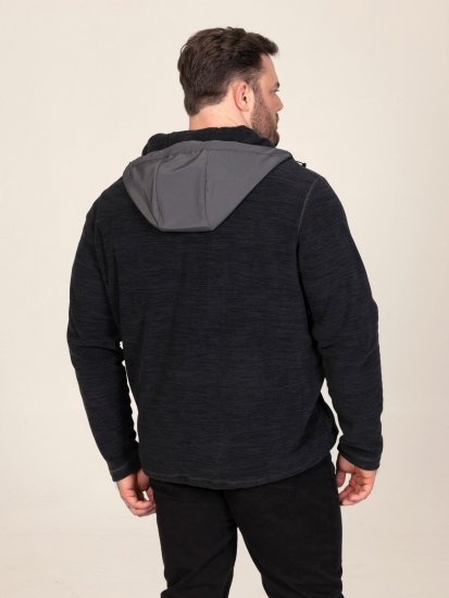 D555 Damien Micro Fleece Zip Through Hoody Črna/Siva - Puloverji & jopice - Moški Puloverji & Jopice za Močnejše Postave