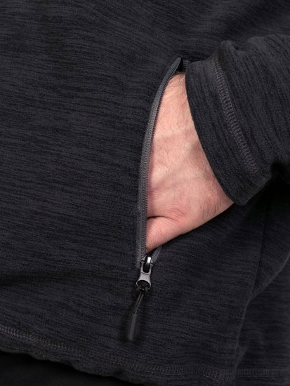 D555 Damien Micro Fleece Zip Through Hoody Črna/Siva - Puloverji & jopice - Moški Puloverji & Jopice za Močnejše Postave