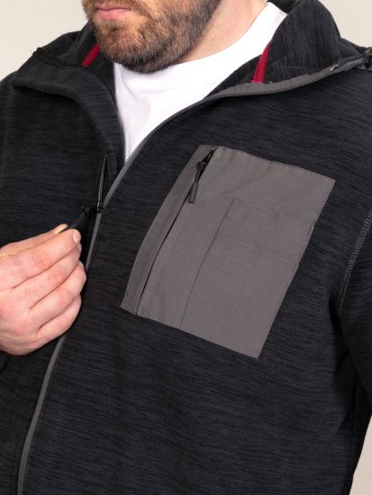 D555 Damien Micro Fleece Zip Through Hoody Črna/Siva - Puloverji & jopice - Moški Puloverji & Jopice za Močnejše Postave