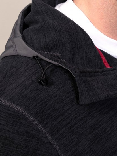 D555 Damien Micro Fleece Zip Through Hoody Črna/Siva - Puloverji & jopice - Moški Puloverji & Jopice za Močnejše Postave