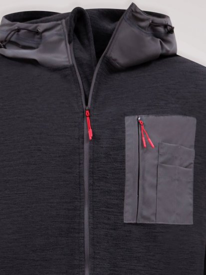 D555 Damien Micro Fleece Zip Through Hoody Črna/Siva - Puloverji & jopice - Moški Puloverji & Jopice za Močnejše Postave
