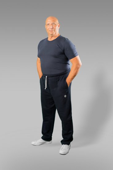 20 Nodi Ponente Long Leg Sports Pants in Combed Fleece Cotton Navy - Trenirke & kratke trenirke - Moške Trenirke za Močnejše Postave