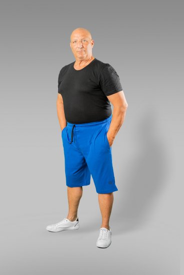 20 Nodi Short Leg Sports Pants in Combed Cotton Jersey Blue - Trenirke & kratke trenirke - Moške Trenirke za Močnejše Postave