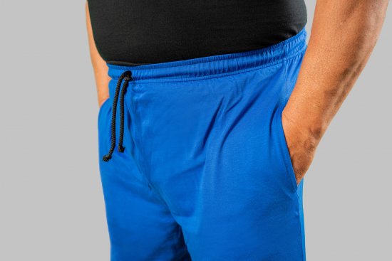 20 Nodi Short Leg Sports Pants in Combed Cotton Jersey Blue - Trenirke & kratke trenirke - Moške Trenirke za Močnejše Postave