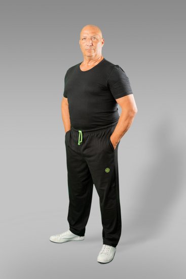 20 Nodi Long Leg Sports Pants in Combed Cotton Jersey Black - Trenirke & kratke trenirke - Moške Trenirke za Močnejše Postave