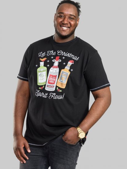 D555 SPIRIT Christmas Spirit Printed T-Shirt Black - Kratke Majice - Moške kratke majice za močnejše postave