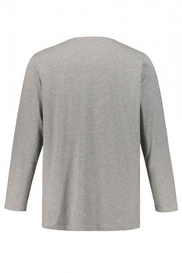JP1880 702555 Majica Henley z dolgimi rokavi Siva melange - Kratke Majice - Moške kratke majice za močnejše postave