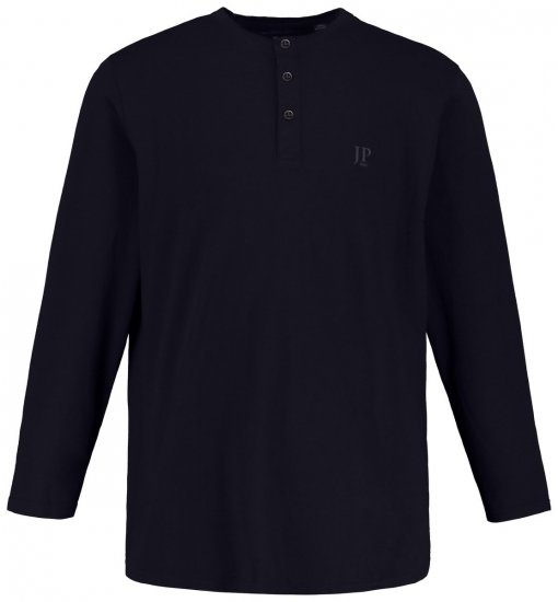JP1880 702555 Majica Henley z dolgimi rokavi Temno modra - Kratke Majice - Moške kratke majice za močnejše postave