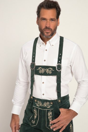 JP1880 Genuine Leather Traditional Lederhosen Shorts Green - JP1880 - JP1880 Moška Oblačila Velike Velikosti